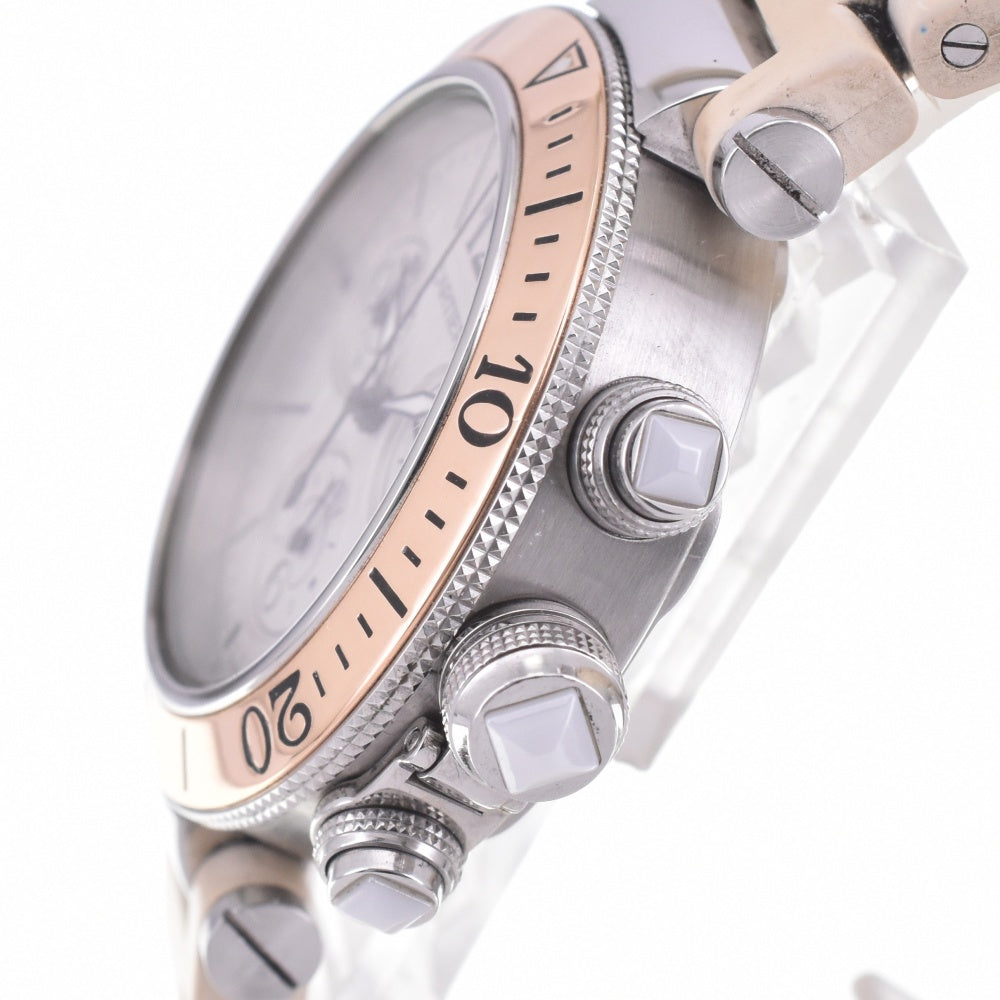 CARTIER Passive timer W3140004 Chronograph Stainless Steel/K18PG/Rubber Silver Dial Quartz Men's
 Watch L#142550