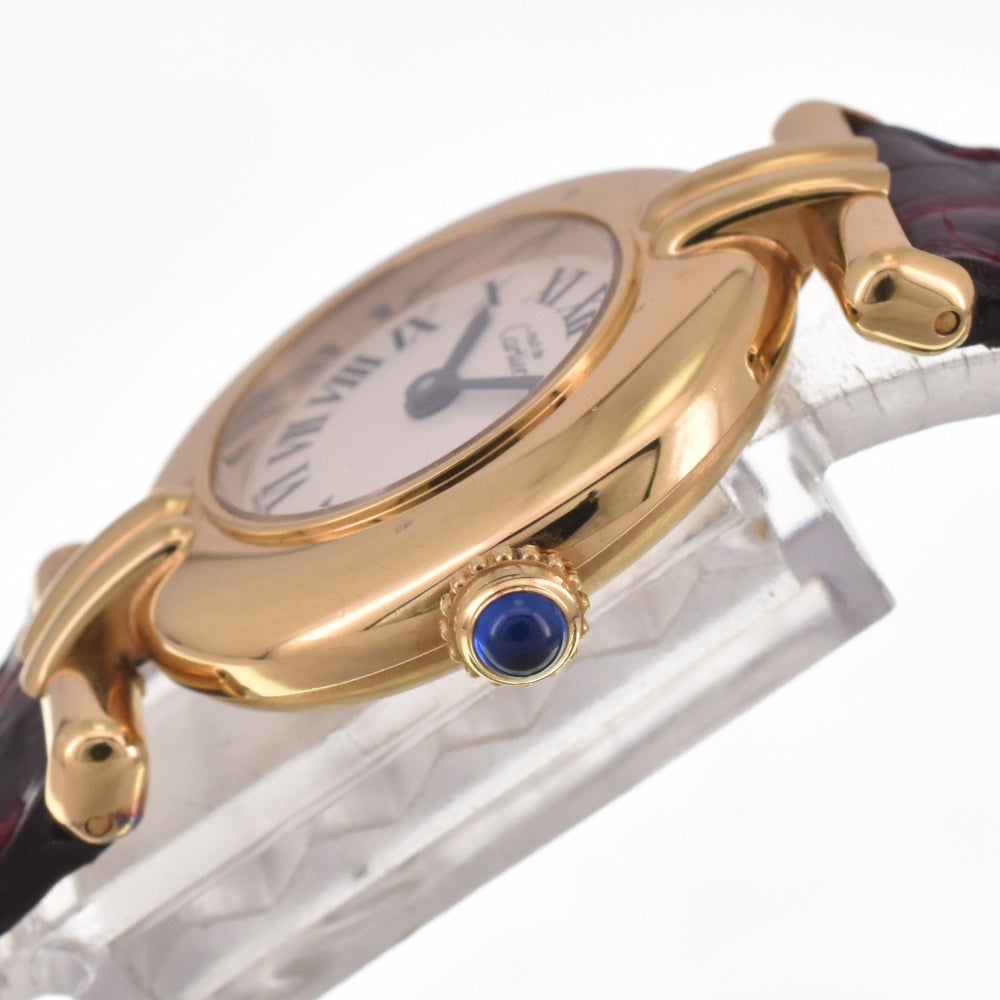 CARTIER Must Coris W1000653 SV925 (Gold Plated) / Leather Ivory Dial Quartz Ladies
 Watch I#142561