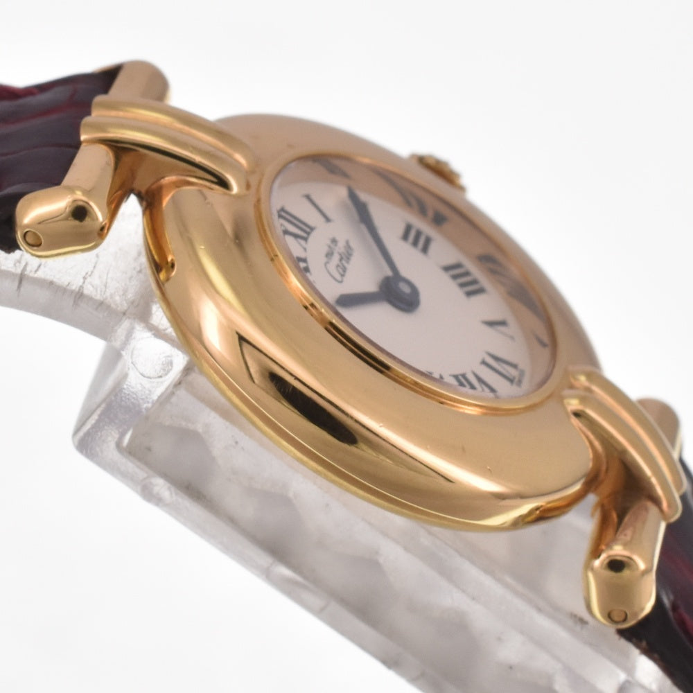 CARTIER Must Coris W1000653 SV925 (Gold Plated) / Leather Ivory Dial Quartz Ladies
 Watch I#142561