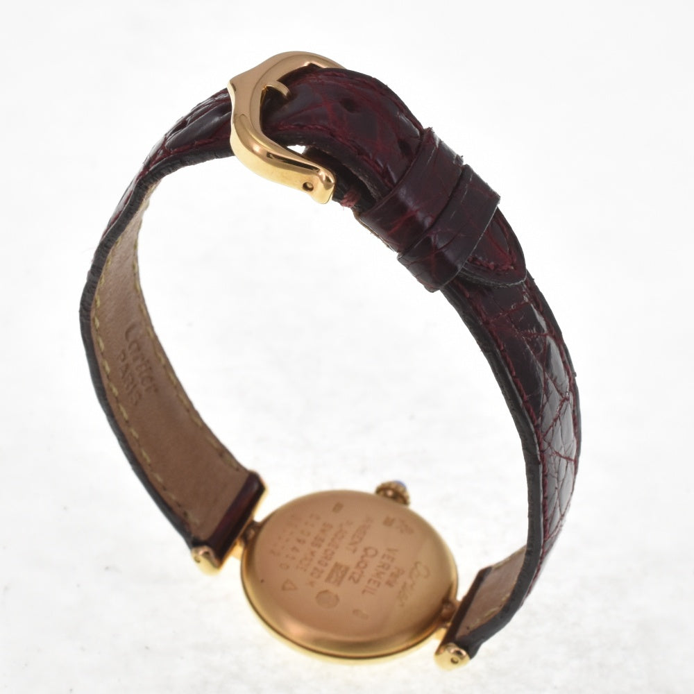 CARTIER Must Coris W1000653 SV925 (Gold Plated) / Leather Ivory Dial Quartz Ladies
 Watch I#142561