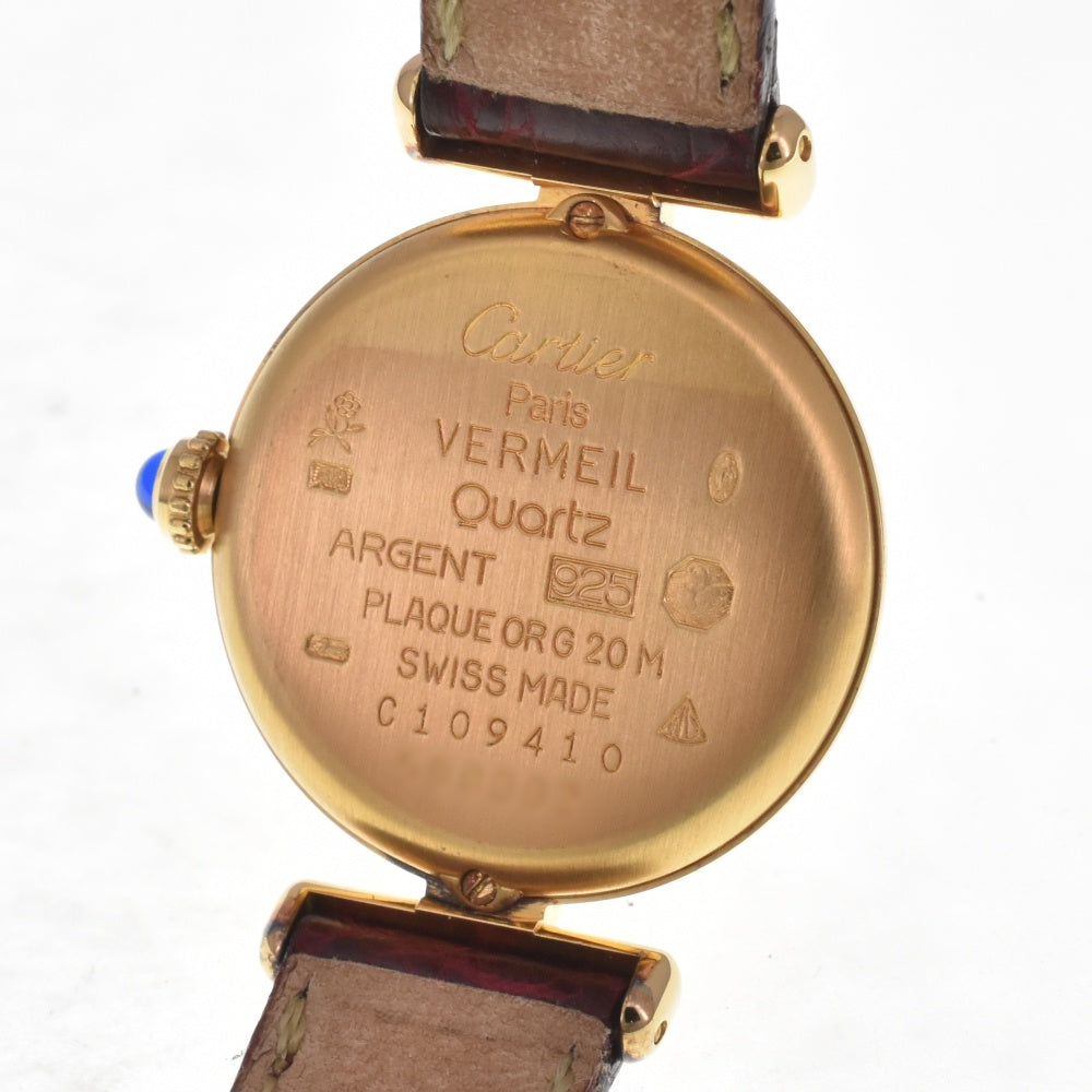 CARTIER Must Coris W1000653 SV925 (Gold Plated) / Leather Ivory Dial Quartz Ladies
 Watch I#142561