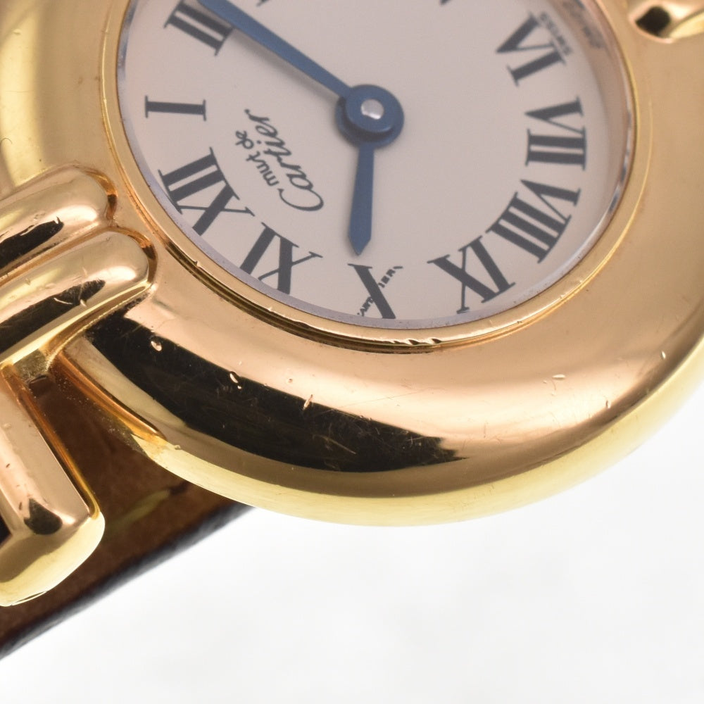 CARTIER Must Coris W1000653 SV925 (Gold Plated) / Leather Ivory Dial Quartz Ladies
 Watch I#142561