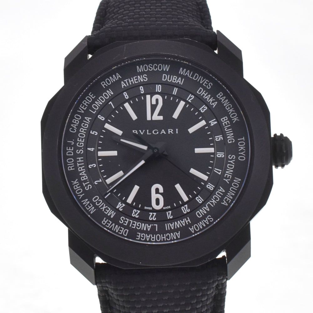 with paper BVLGARI Octo Roma Worldtimer OC41SWT black Dial Automatic Men's
 Watch H#142568