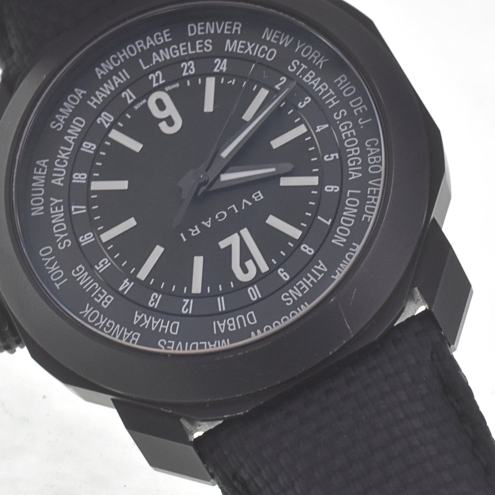 with paper BVLGARI Octo Roma Worldtimer OC41SWT black Dial Automatic Men's
 Watch H#142568