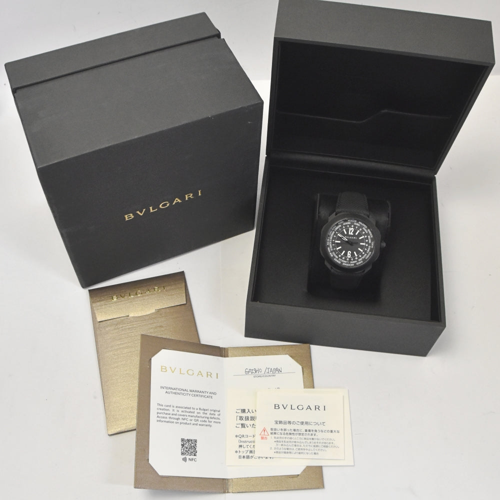 with paper BVLGARI Octo Roma Worldtimer OC41SWT black Dial Automatic Men's
 Watch H#142568