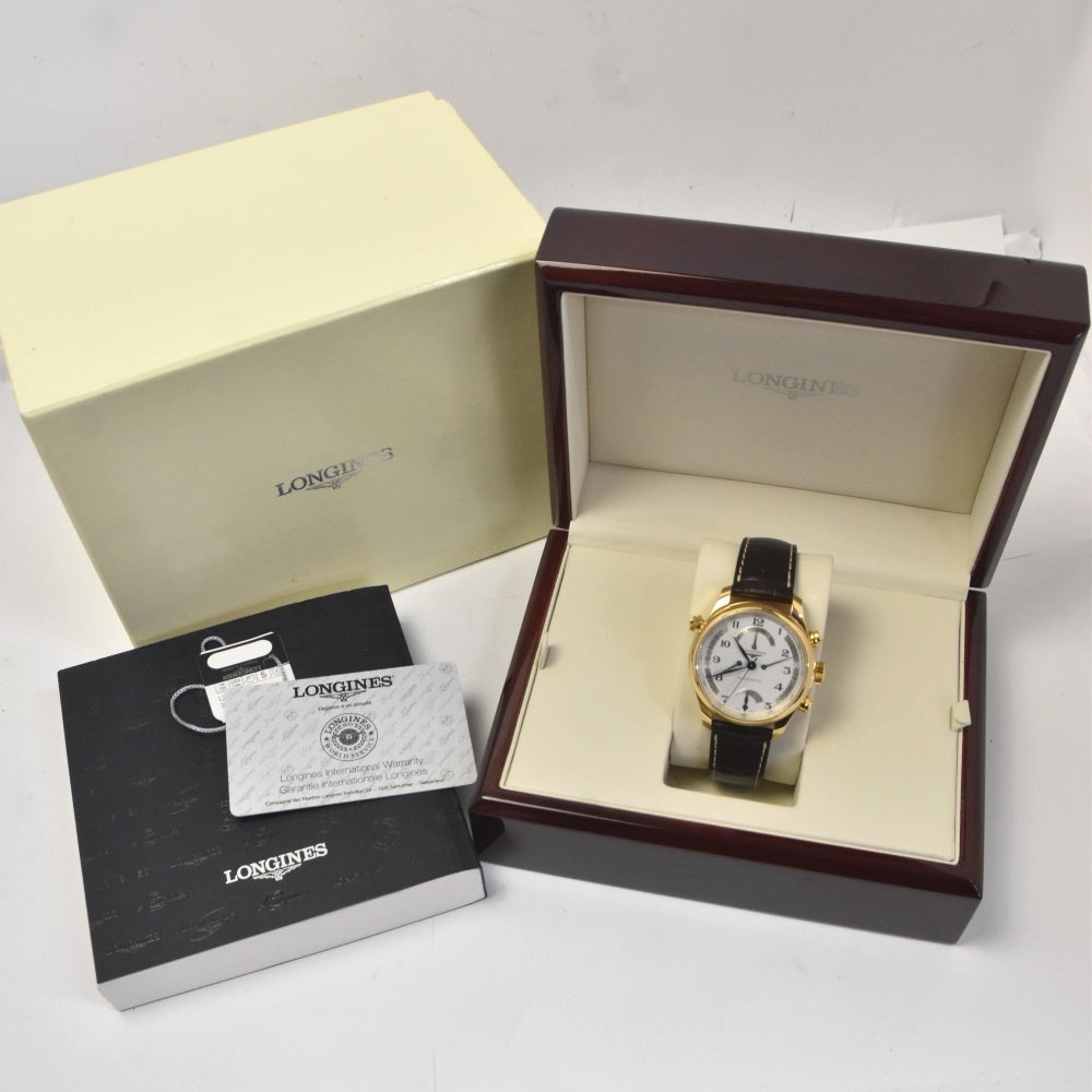 with paper LONGINES Master Collection Retrograde L2.714.8.78.3 Silver Dial Automatic Men's
 Watch H#142570