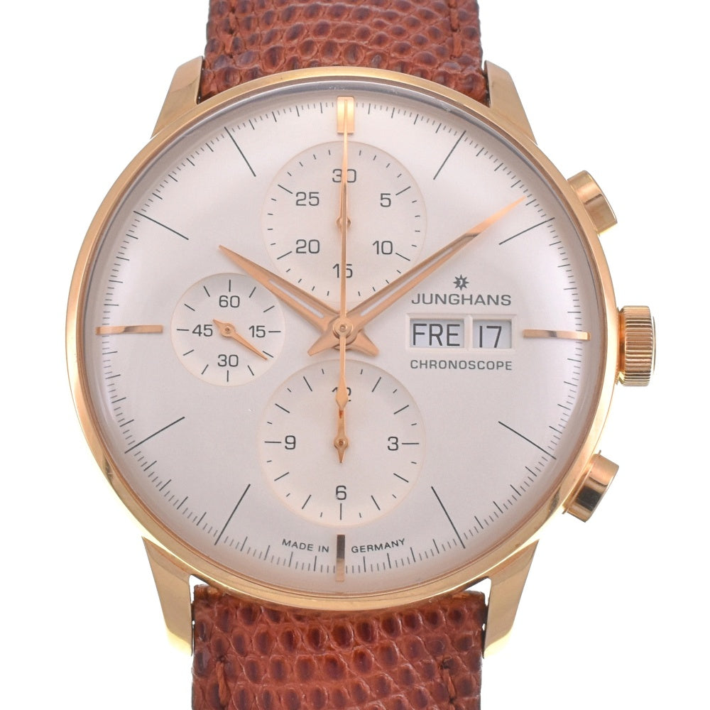 with paper JUNGHANS Meister chronoscope 027/9200.00 Day-Date K18RG/Leather Limited to 151 pieces Silver Dial Automatic Men's
 Watch H#142580