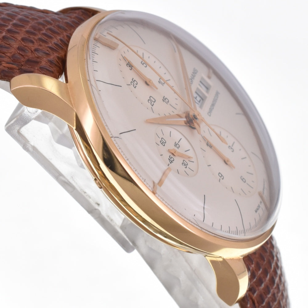 with paper JUNGHANS Meister chronoscope 027/9200.00 Day-Date K18RG/Leather Limited to 151 pieces Silver Dial Automatic Men's
 Watch H#142580