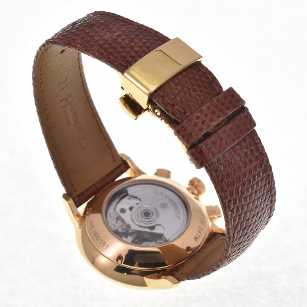 with paper JUNGHANS Meister chronoscope 027/9200.00 Day-Date K18RG/Leather Limited to 151 pieces Silver Dial Automatic Men's
 Watch H#142580