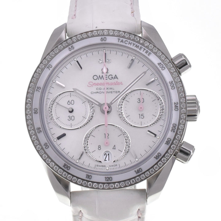 OMEGA Speedmaster 1.5" 324.15.38.40.05.001 Diamond Bezel White shell Dial Automatic Ladies
 Watch I#142624