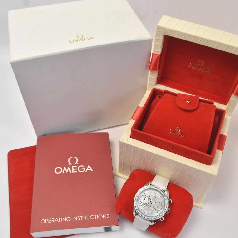 OMEGA Speedmaster 1.5" 324.15.38.40.05.001 Diamond Bezel White shell Dial Automatic Ladies
 Watch I#142624