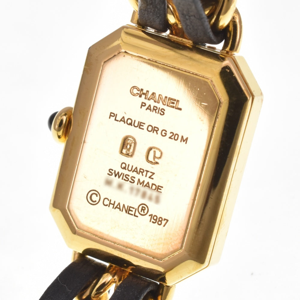CHANEL Premiere M H0001 Gold Plated / Leather black Dial Quartz Ladies
 Watch I#142653