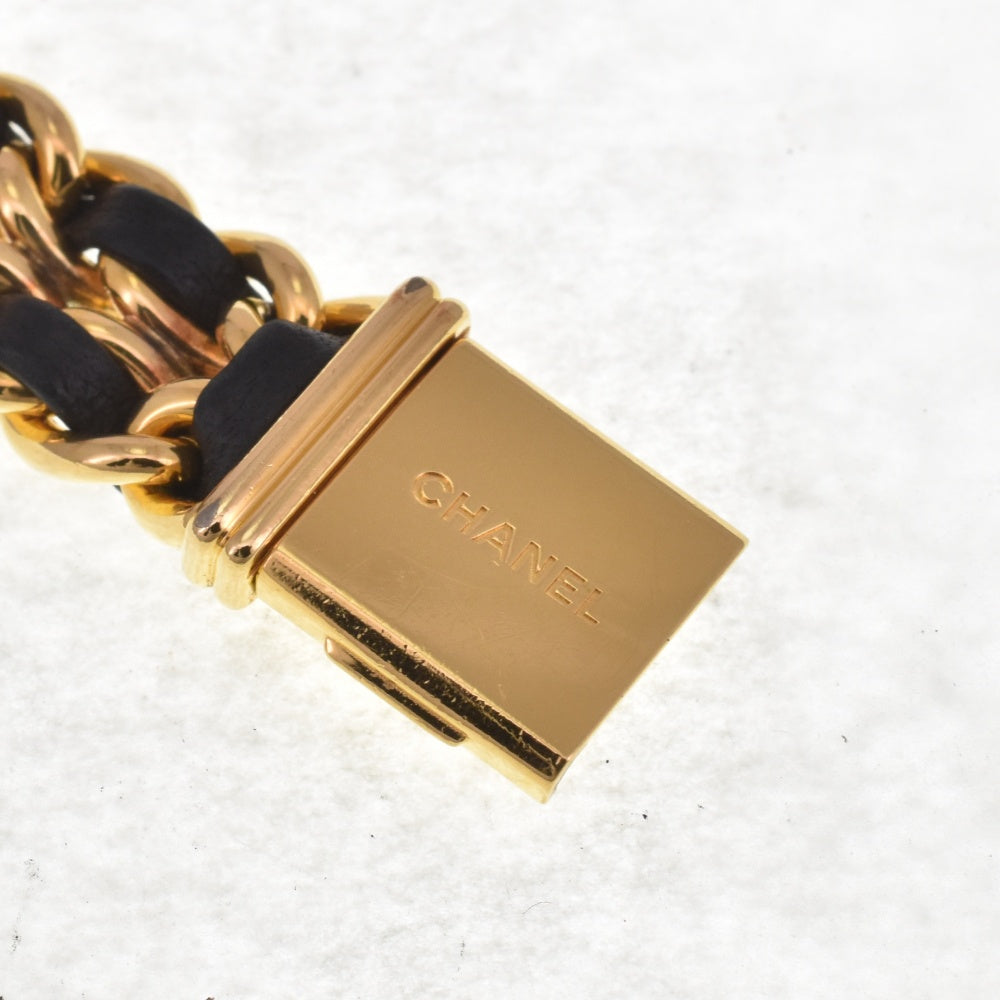 CHANEL Premiere M H0001 Gold Plated / Leather black Dial Quartz Ladies
 Watch I#142653