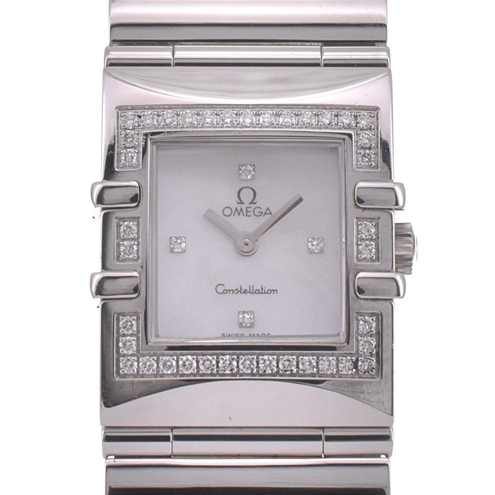 with paper OMEGA Constellation Carre Quadra Mini 1528.76 diamond White shell Dial Quartz Ladies
 Watch I#142655