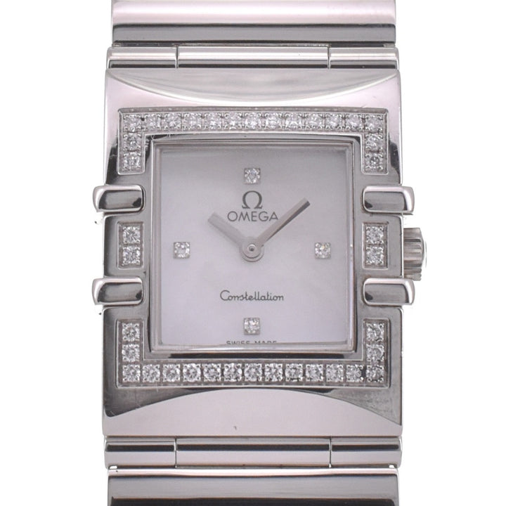 with paper OMEGA Constellation Carre Quadra Mini 1528.76 diamond White shell Dial Quartz Ladies
 Watch I#142655