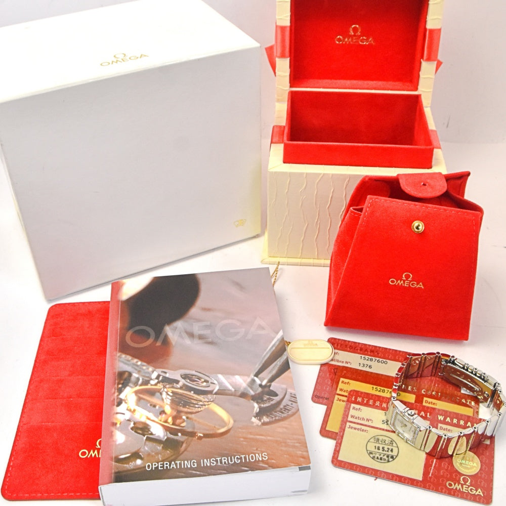 with paper OMEGA Constellation Carre Quadra Mini 1528.76 diamond White shell Dial Quartz Ladies
 Watch I#142655