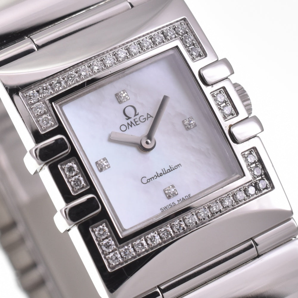 with paper OMEGA Constellation Carre Quadra Mini 1528.76 diamond White shell Dial Quartz Ladies
 Watch I#142655