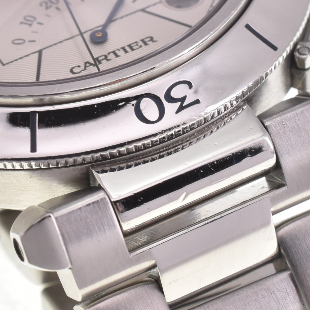CARTIER Pasha W31037H3 GMT power reserve date Silver Dial Automatic Men's
 Watch I#142661