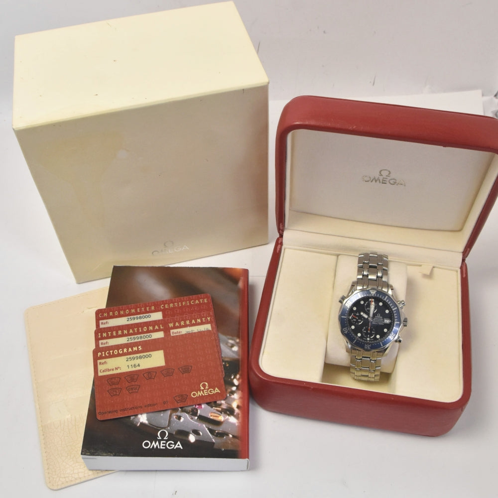 with paper OMEGA Seamaster300 2599.80 Chronograph Date blue Dial Automatic Men's
 Watch I#142664