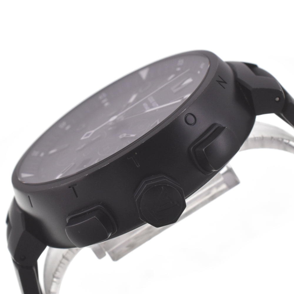 with paper LOUIS VUITTON Tambour all black Q1A62 Chronograph black Dial Automatic Men's
 Watch I#142681