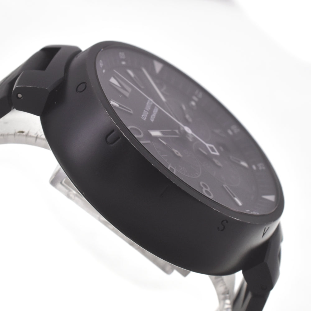 with paper LOUIS VUITTON Tambour all black Q1A62 Chronograph black Dial Automatic Men's
 Watch I#142681
