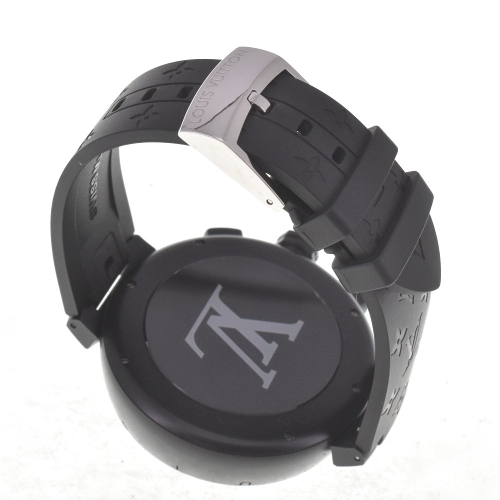 with paper LOUIS VUITTON Tambour all black Q1A62 Chronograph black Dial Automatic Men's
 Watch I#142681
