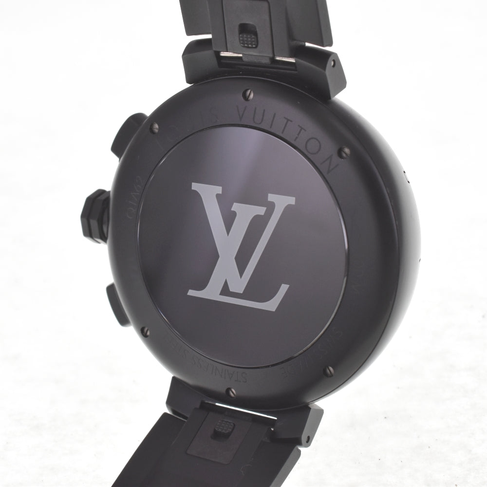 with paper LOUIS VUITTON Tambour all black Q1A62 Chronograph black Dial Automatic Men's
 Watch I#142681