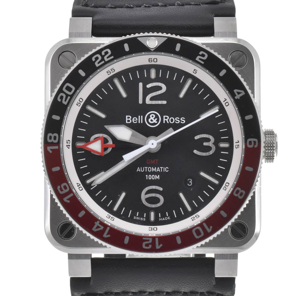 with paper Bell＆Ross BR03 GMT BLACK BR0393-BL-ST/SCA Stainless Steel / Rubber black Dial Automatic Men's
 Watch J#142682