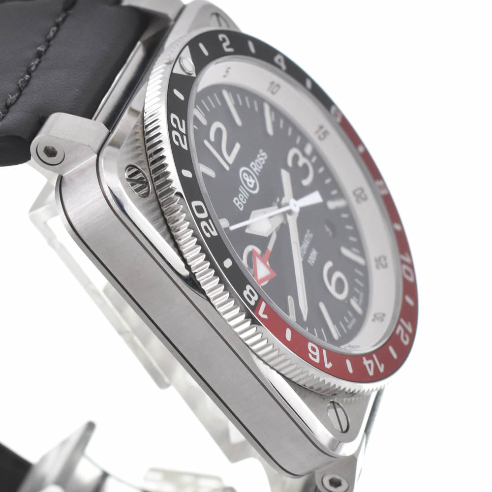 with paper Bell＆Ross BR03 GMT BLACK BR0393-BL-ST/SCA Stainless Steel / Rubber black Dial Automatic Men's
 Watch J#142682