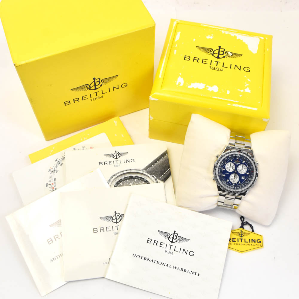 with paper BREITLING Jupiter pilot A59028 Chronograph Date Blue / Silver Dial Quartz Men's
 Watch J#142684
