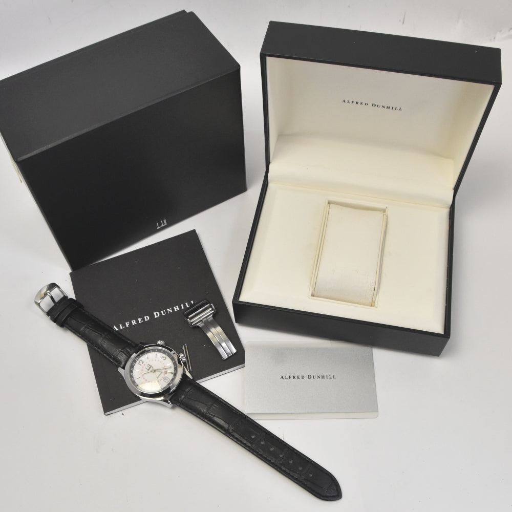 with paper Dunhill Cityscape traveler 8024 GMT white Dial Automatic Men's
 Watch J#142685