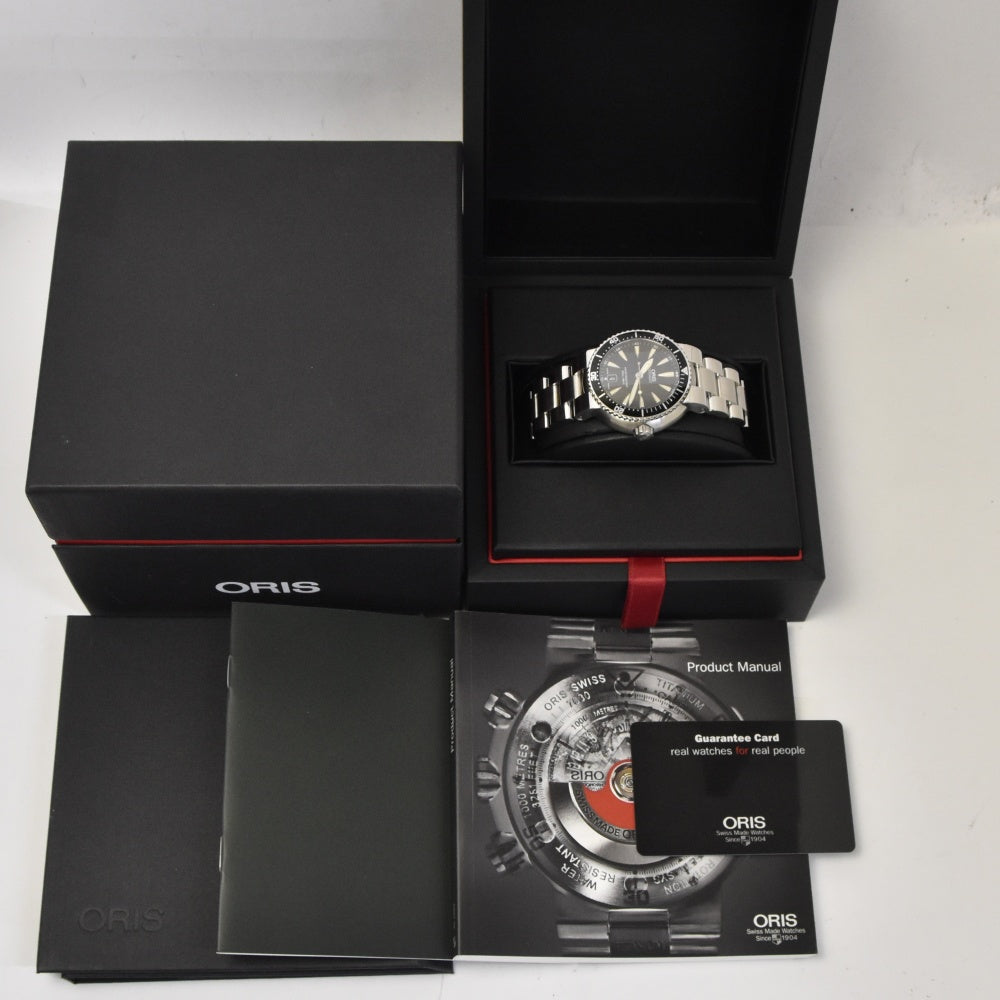 with paper ORIS Divers Date 01 733 7533 8454-07 8 24 01PEB black Dial Automatic Men's
 Watch J#142686