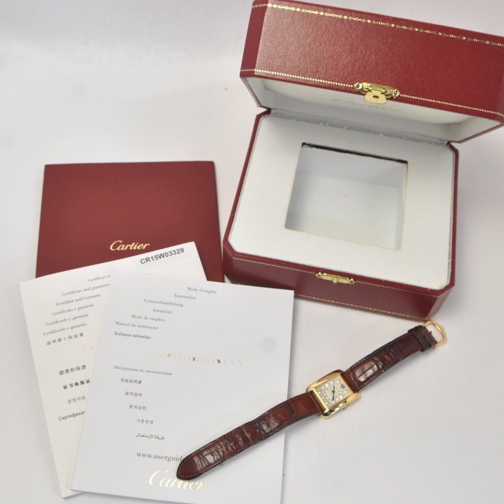 with paper CARTIER Tank anglaise WJTA0007 11P Diamond Silver Dial Quartz Unisex
 Watch J#142710