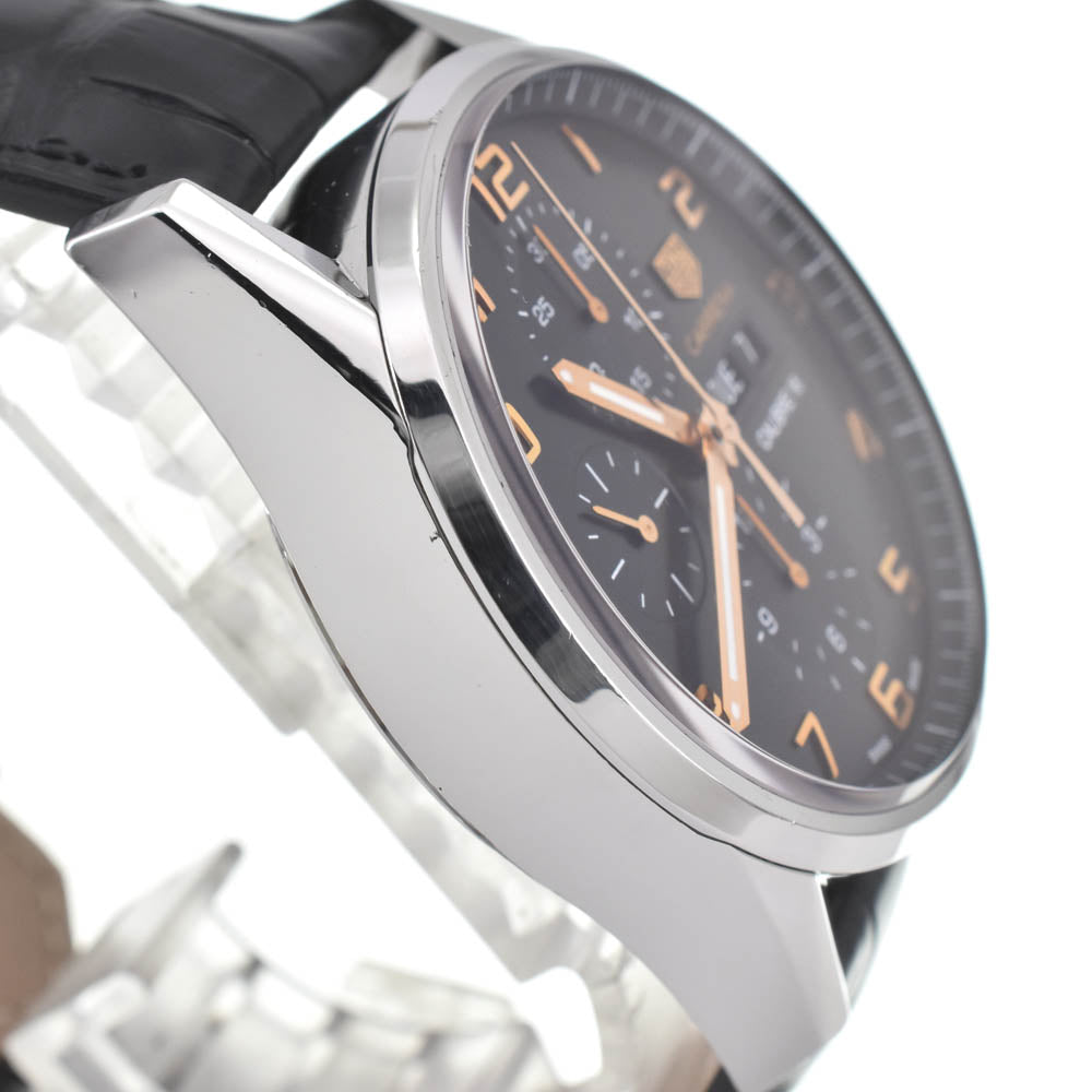 with paper TAG HEUER Carrera Caliber 16 CV2A1AB.BA0638 Chronograph Day Date Stainless Steel/Leather black Dial Automatic Men's
 Watch J#142716