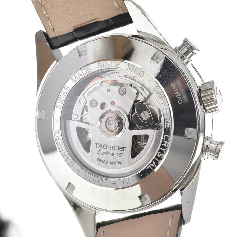 with paper TAG HEUER Carrera Caliber 16 CV2A1AB.BA0638 Chronograph Day Date Stainless Steel/Leather black Dial Automatic Men's
 Watch J#142716