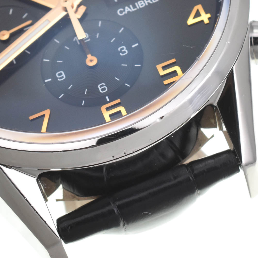 with paper TAG HEUER Carrera Caliber 16 CV2A1AB.BA0638 Chronograph Day Date Stainless Steel/Leather black Dial Automatic Men's
 Watch J#142716