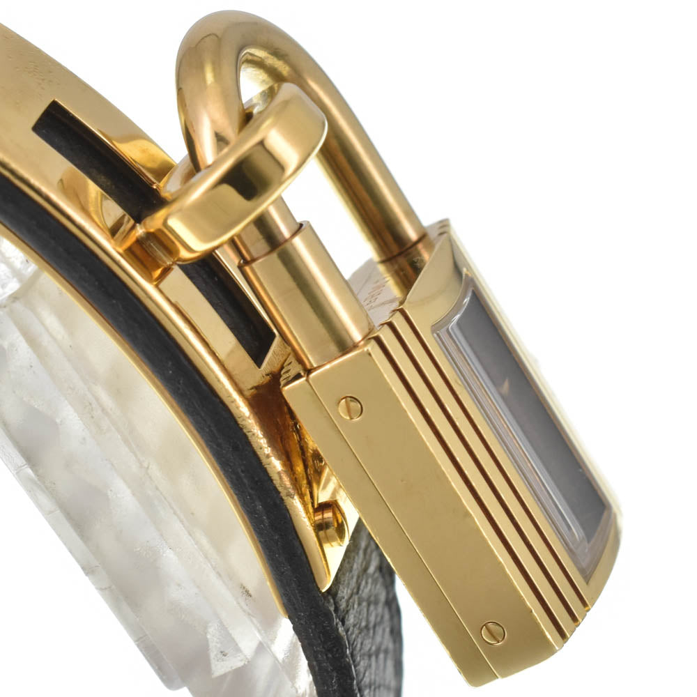 with paper HERMES Kelly watch Gold Plated / Leather black Dial Quartz Ladies
 Watch J#142730