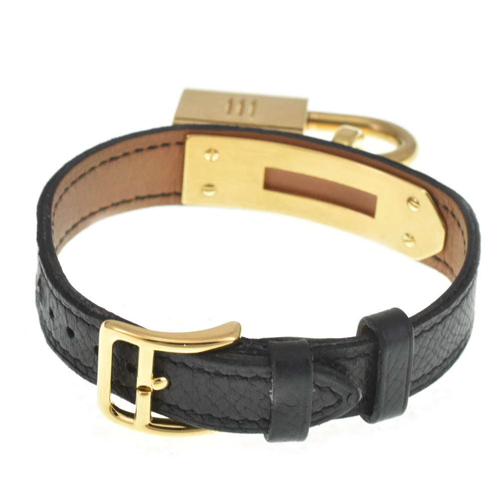 with paper HERMES Kelly watch Gold Plated / Leather black Dial Quartz Ladies
 Watch J#142730