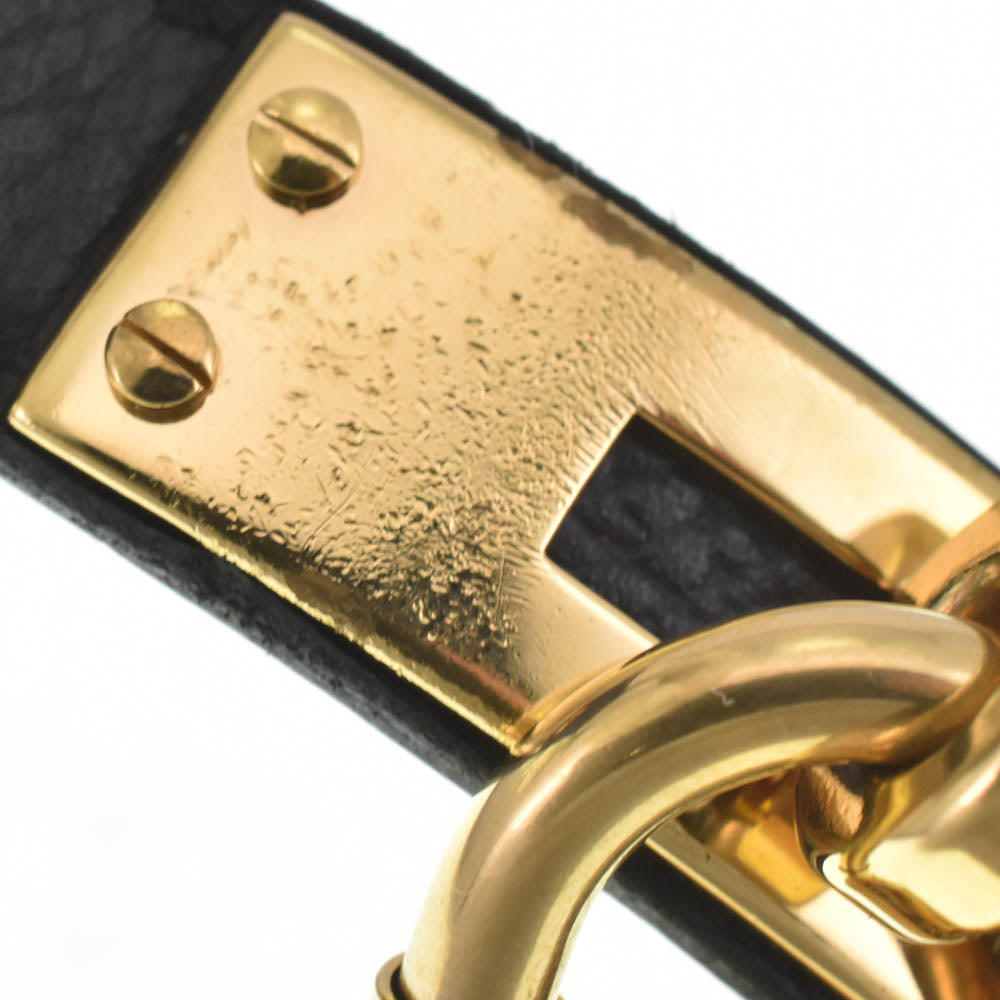 with paper HERMES Kelly watch Gold Plated / Leather black Dial Quartz Ladies
 Watch J#142730