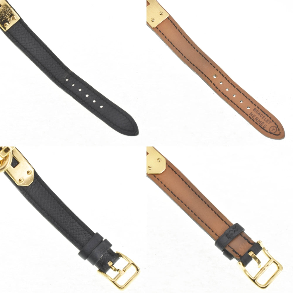with paper HERMES Kelly watch Gold Plated / Leather black Dial Quartz Ladies
 Watch J#142730