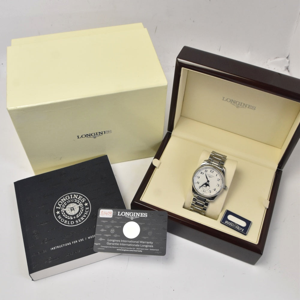 with paper LONGINES Master collection L2.909.4.78.6 Moon phase date Silver Dial Automatic Men's
 Watch J#142733