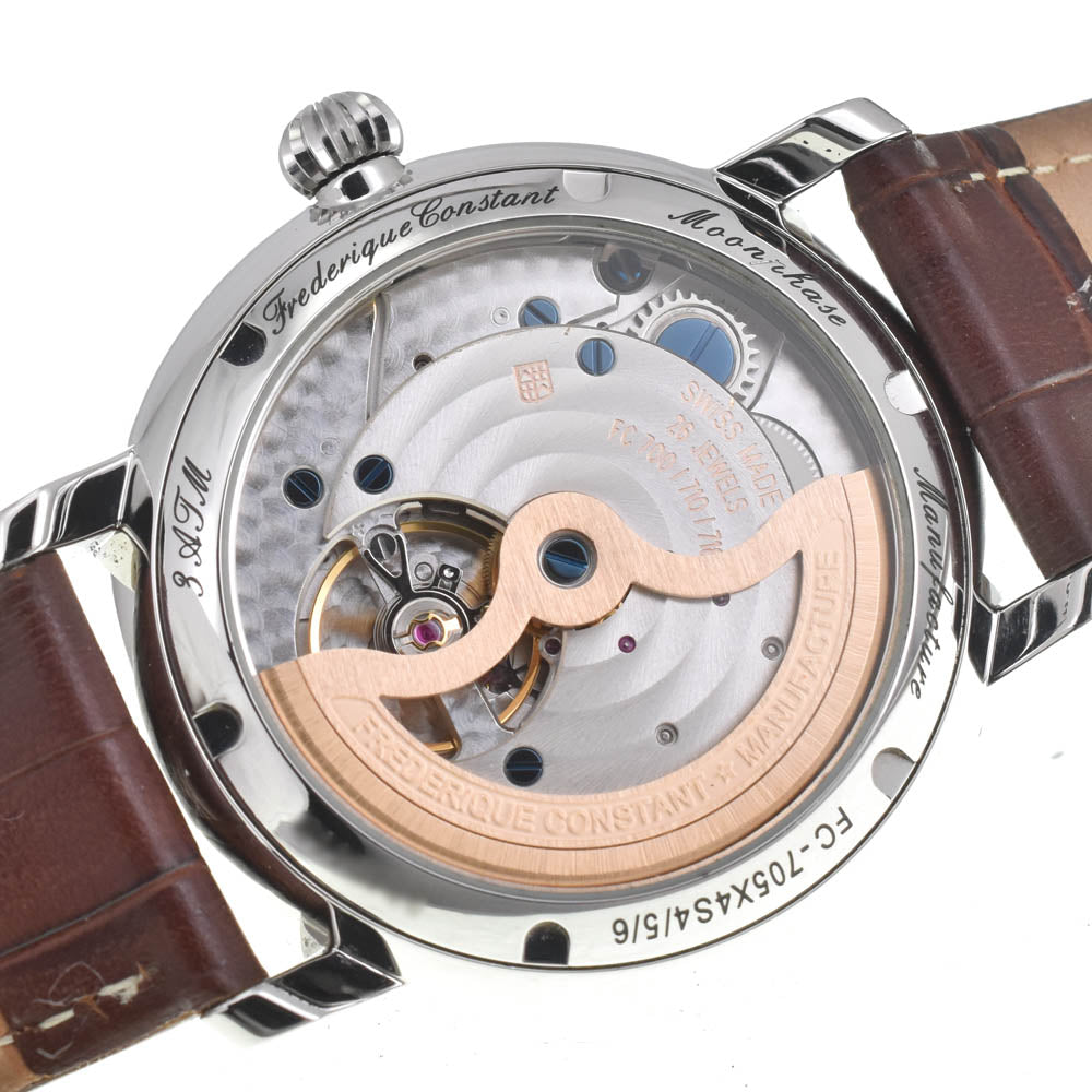 with paper FREDERIQUE CONSTANT Slim line FC-705X4S4/5/6 Moon phase Silver Dial Automatic Men's
 Watch J#142749