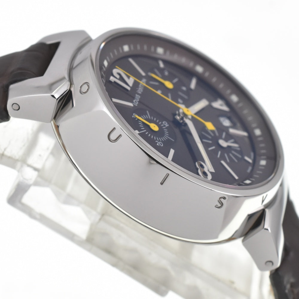 with paper LOUIS VUITTON Tambour Q1321 Chronograph Date Brown Dial Quartz Ladies
 Watch J#142757