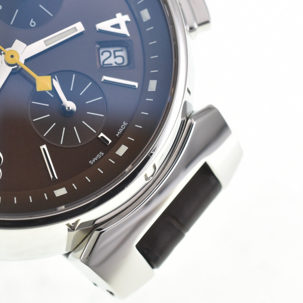with paper LOUIS VUITTON Tambour Q1321 Chronograph Date Brown Dial Quartz Ladies
 Watch J#142757