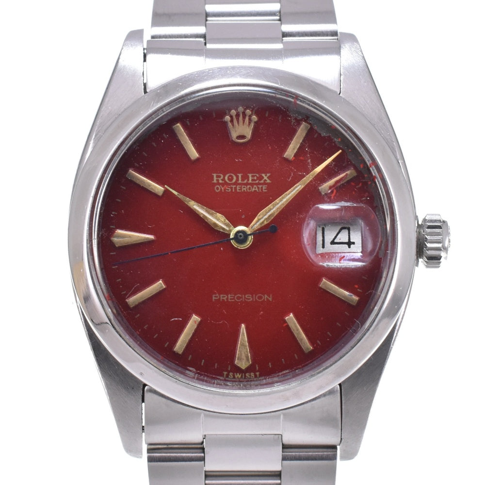 ROLEX Oyster Date Precision 6694 vintage Cal.1215 wine-red Dial Hand Winding Men's
 Watch M#142793