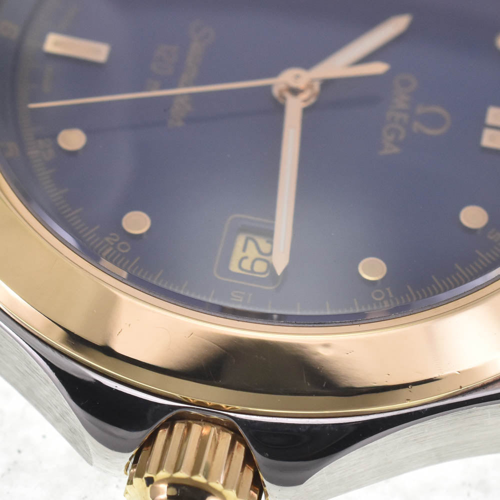 OMEGA Seamaster 120M date 2311.80 K18YG Bezel blue Dial Quartz Men's
 Watch K#142815