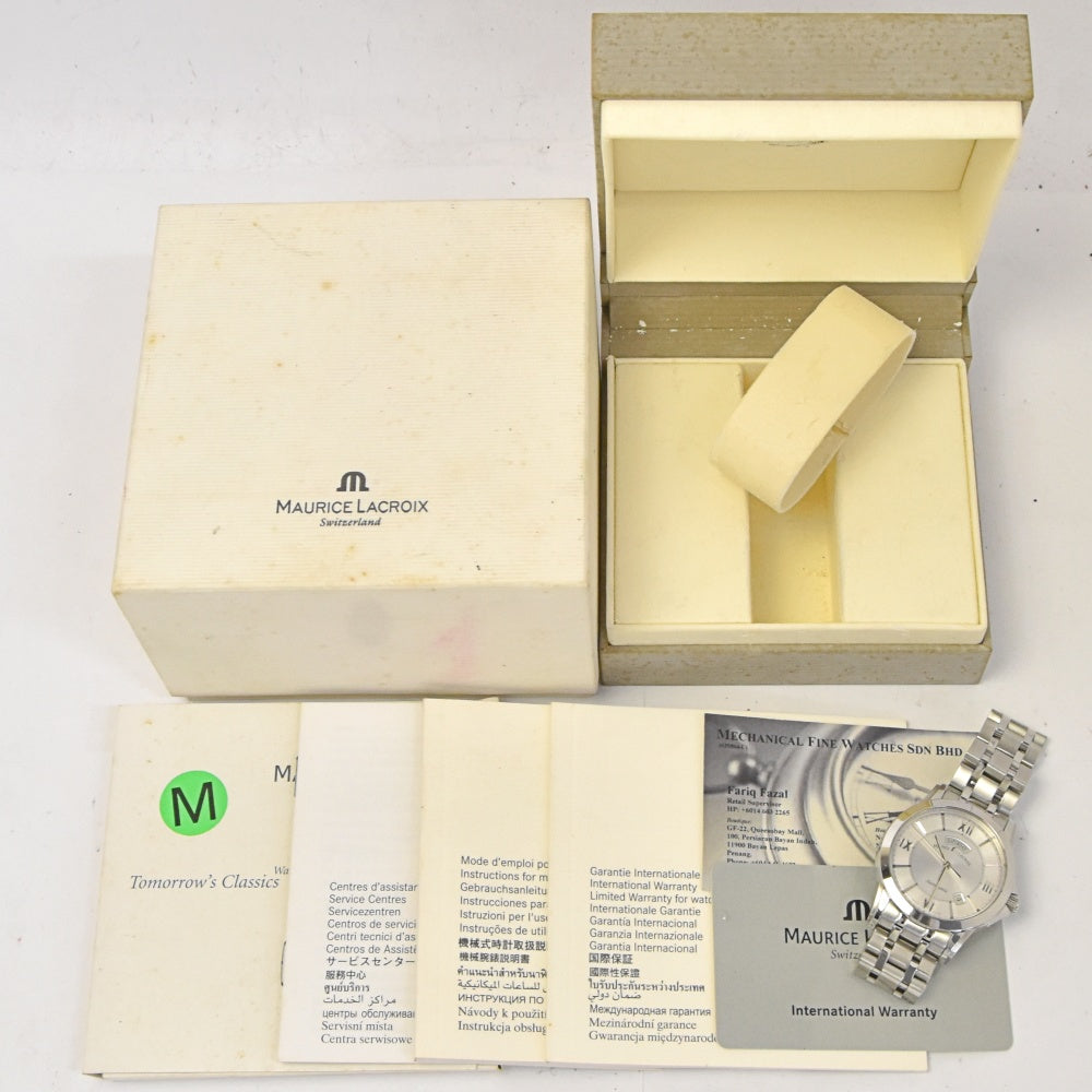 with paper MAURICE LACROIX Pontos Day Date PT6058 Silver Dial Automatic Men's
 Watch K#142817