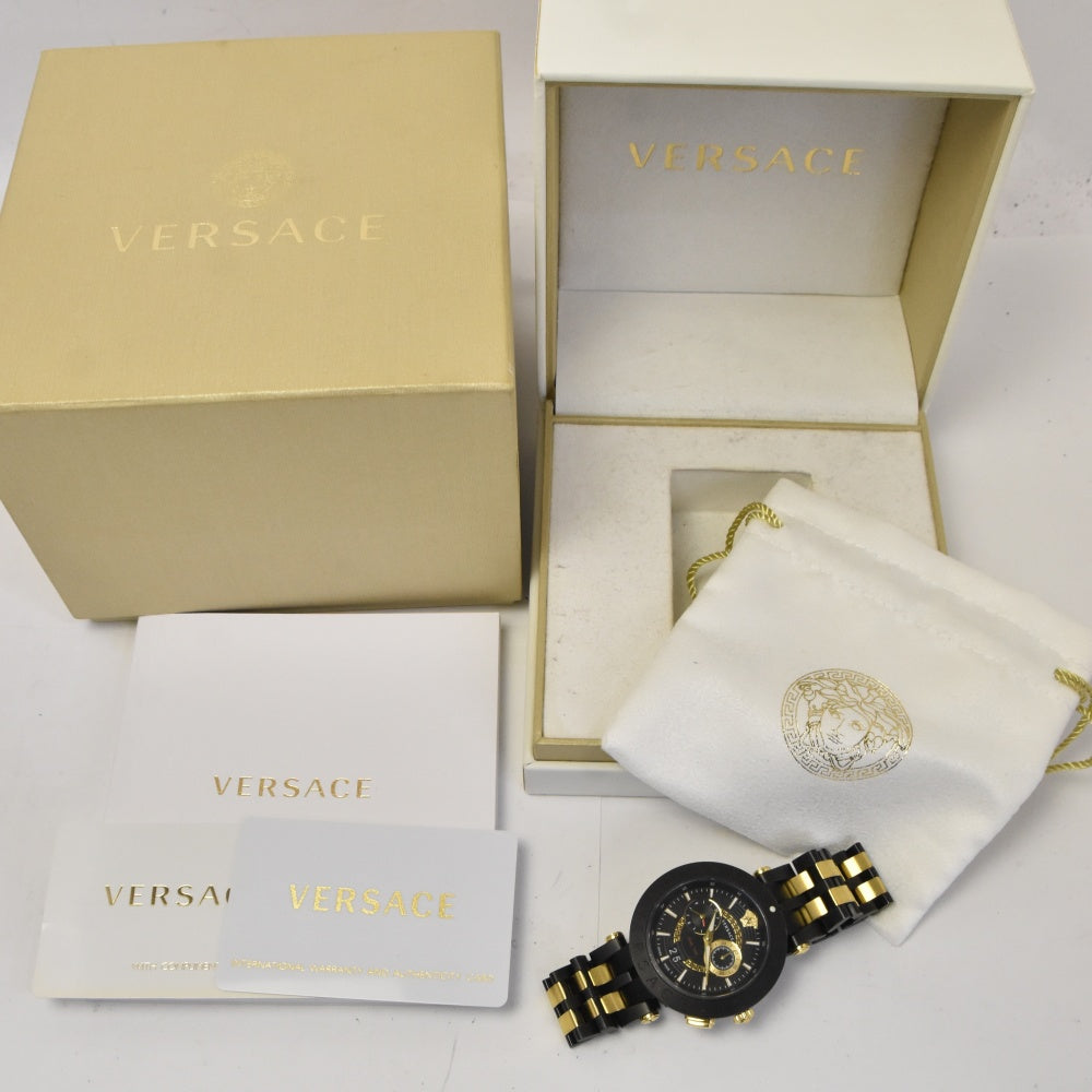 with paper VERSACE V race dual time VEBV00619 Chronograph Date black Dial Quartz Men's
 Watch □#142818