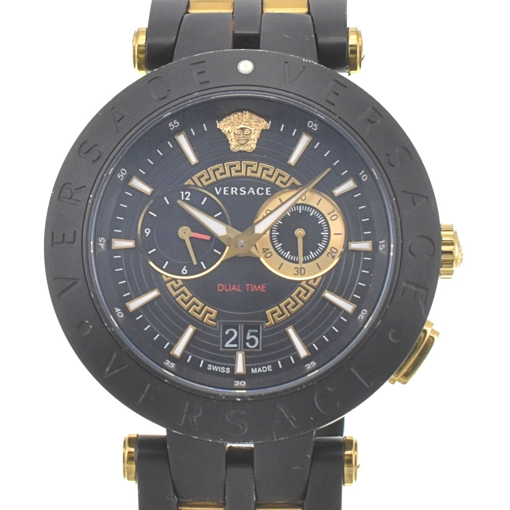 with paper VERSACE V race dual time VEBV00619 Chronograph Date black Dial Quartz Men's
 Watch K#142818