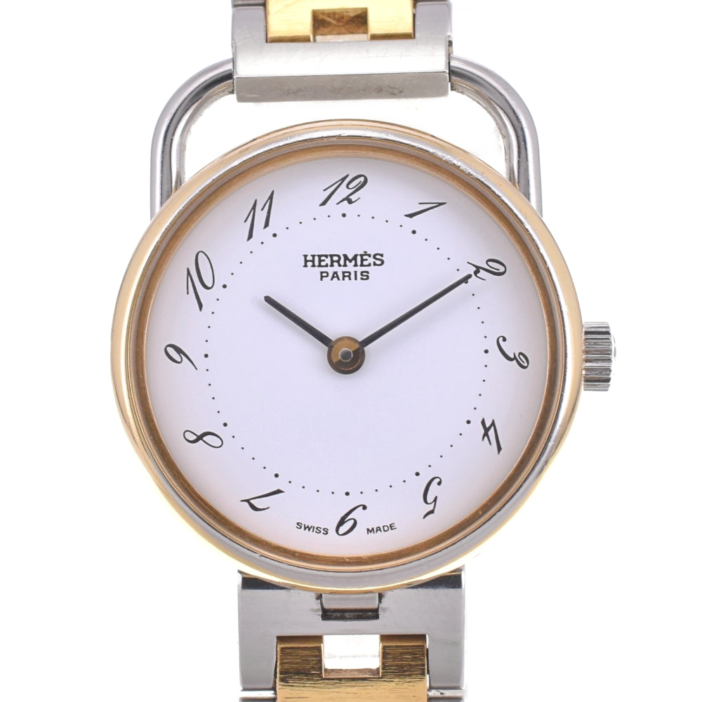 HERMES Arceau Date Stainless Steel/Gold Plated white Dial Quartz Men's
 Watch K#142825